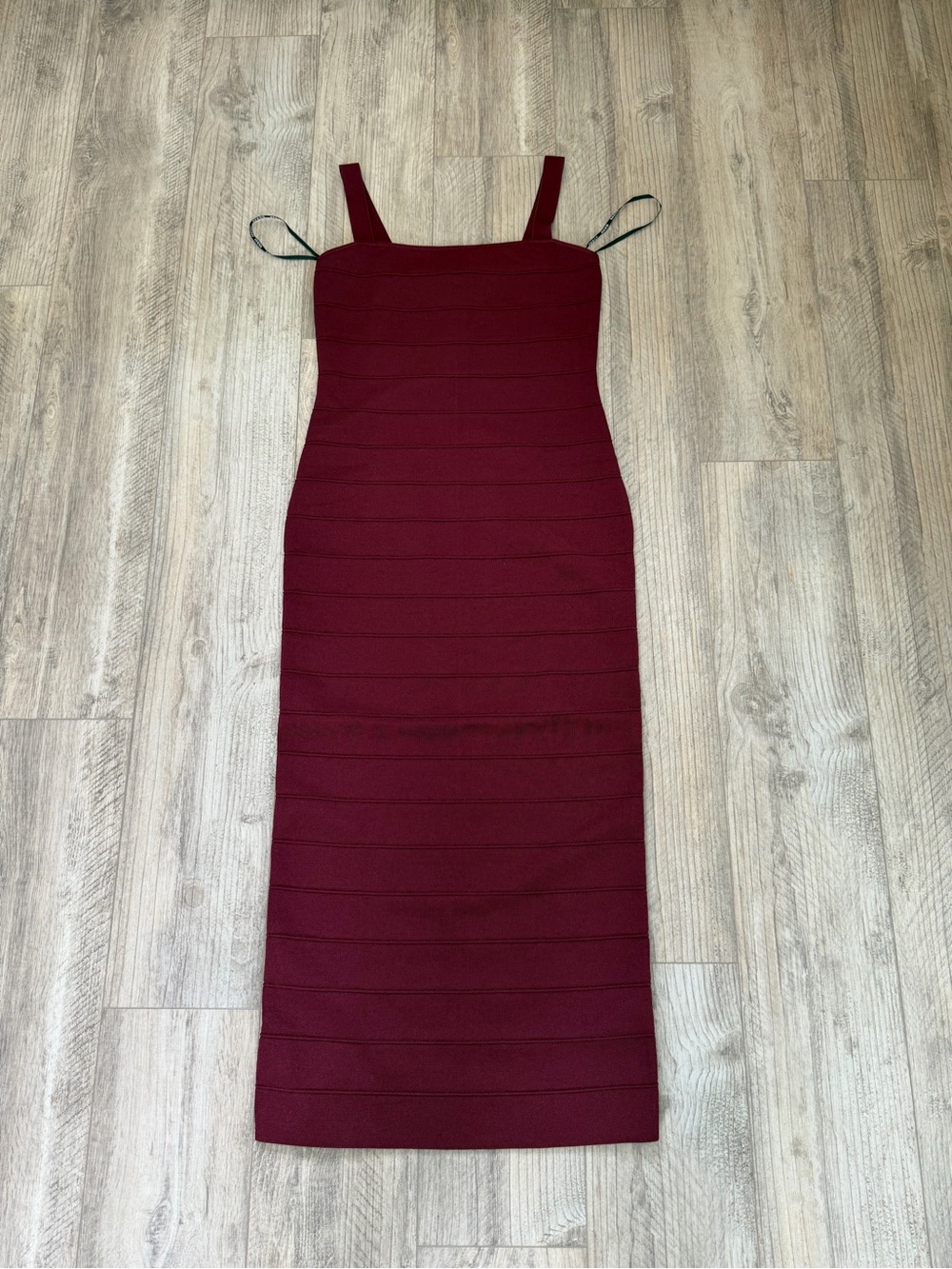 Guess Burgundy Ribbed Maxi Bodycon Dress